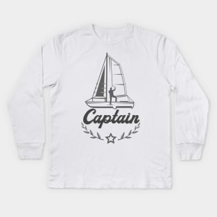 Sailing Ship Captain Sailboat Yacht Kids Long Sleeve T-Shirt